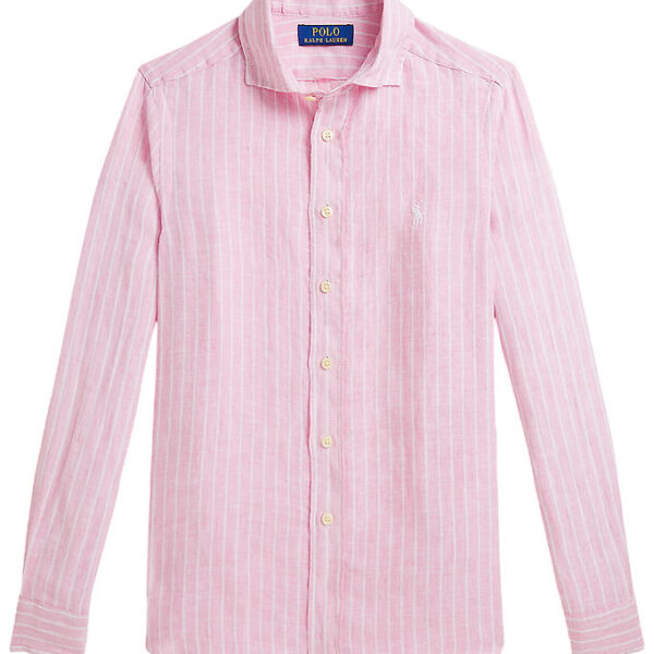 Polo Ralph Lauren Skjorte - Hør - Carmel Pink/Hvidstribet