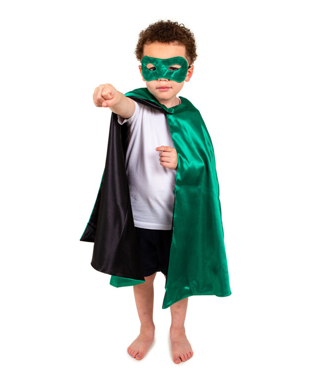 Pretend to Bee | Vendbar kappe - Grøn/sort superhelt, str. 3-7 år