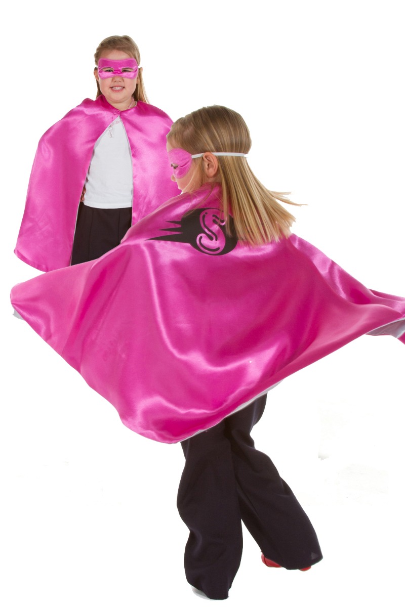 Pretend to Bee | Vendbar kappe - Pink/sølv superhelt, str. 3-7 år