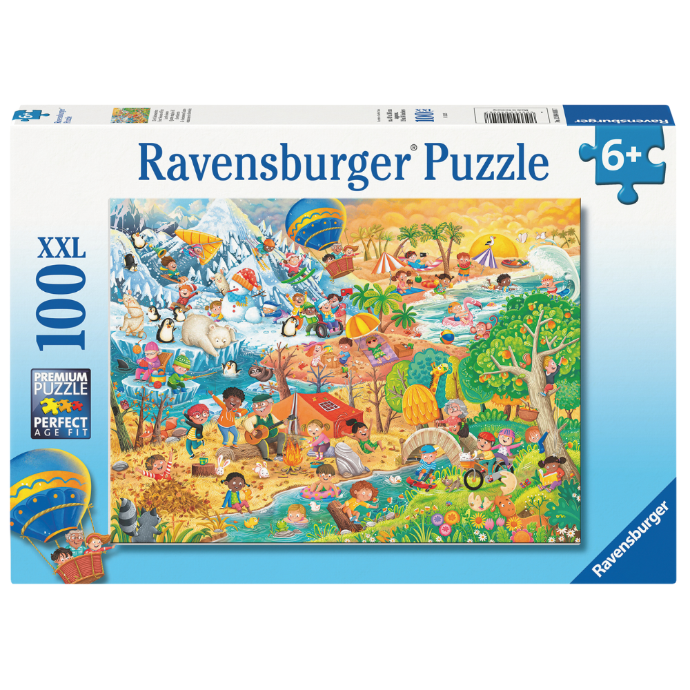 Ravensburger | Gulvpuslespil m. 100 brikker - De fire årstider