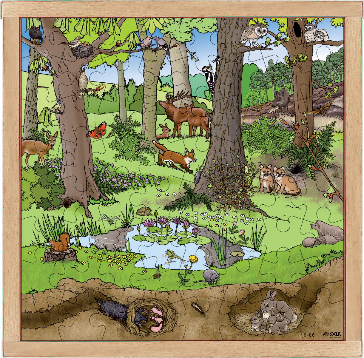 Rolf | Træpuslespil m. 64 brikker - Forår