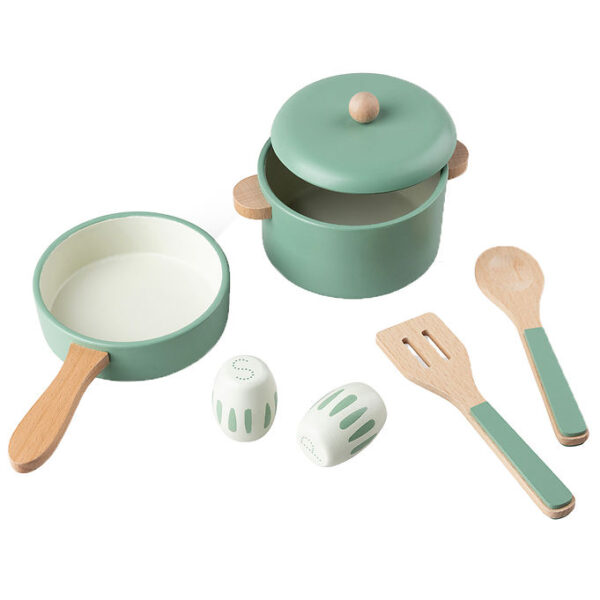 Sebra Trælegetøj - Køkkengryde/Pandesæt - Grøn