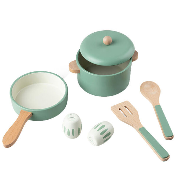 Sebra Trælegetøj - Køkkengryde/Pandesæt - Grøn