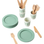 Sebra Trælegetøj - Spisesæt til 4 - Grøn