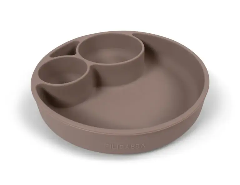 Silikone tallerken ruminddelt - Warm Grey