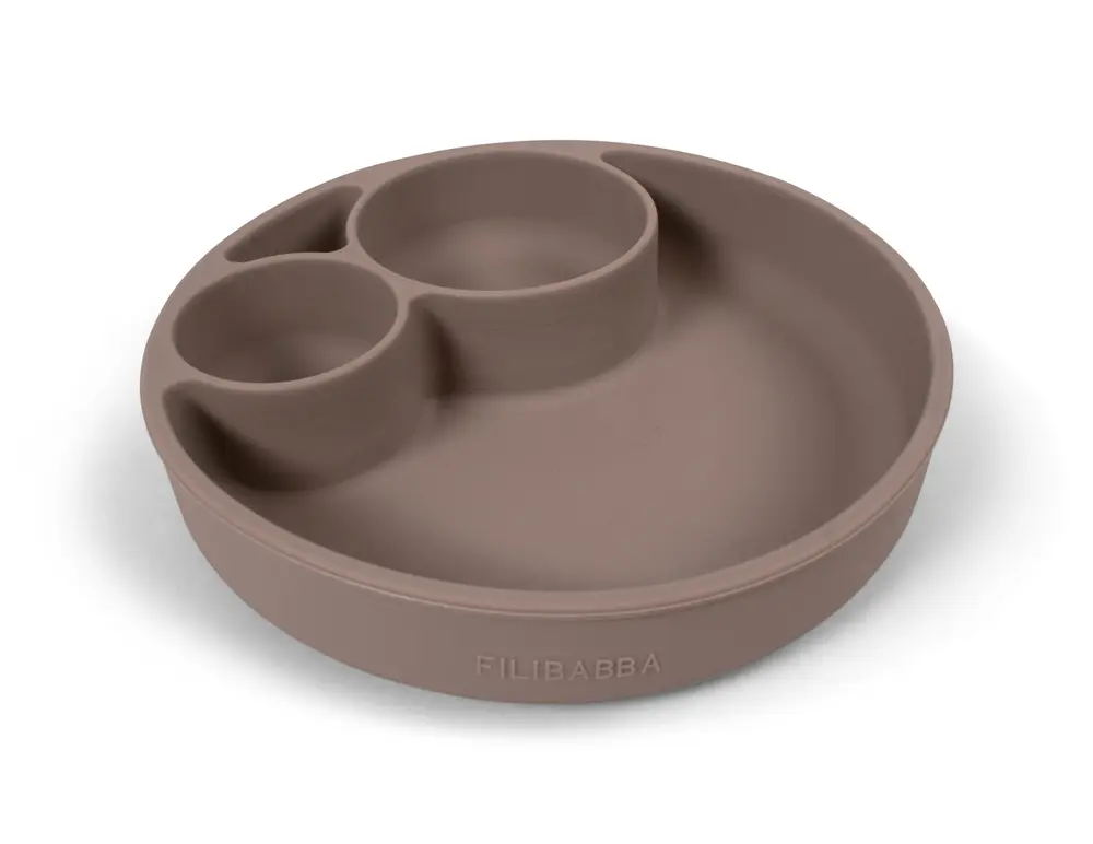 Silikone tallerken ruminddelt - Warm Grey