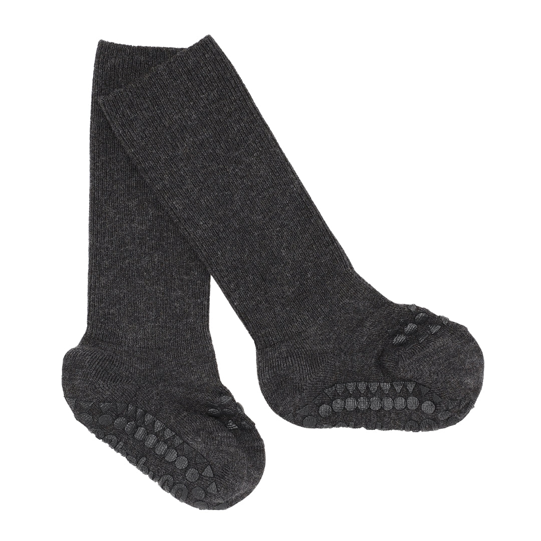 Skridsikre Strømper Bambus - Dark Grey - 6-12 Mdr.