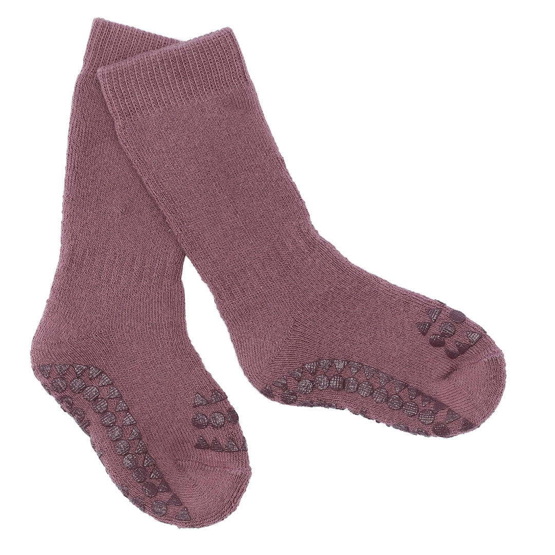 Skridsikre Strømper Tyk Bomuld - Misty Plum - 6-12 Mdr.