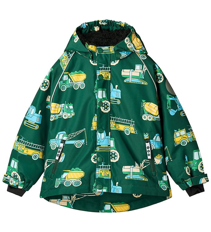 Småfolk Vinterjakke - Evergreen m. Køretøj