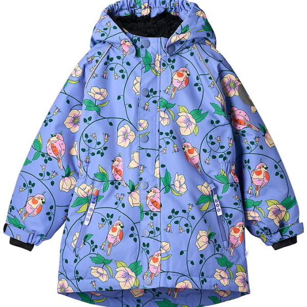 Småfolk Vinterjakke - Purple Delight m. Fugle/Blomster