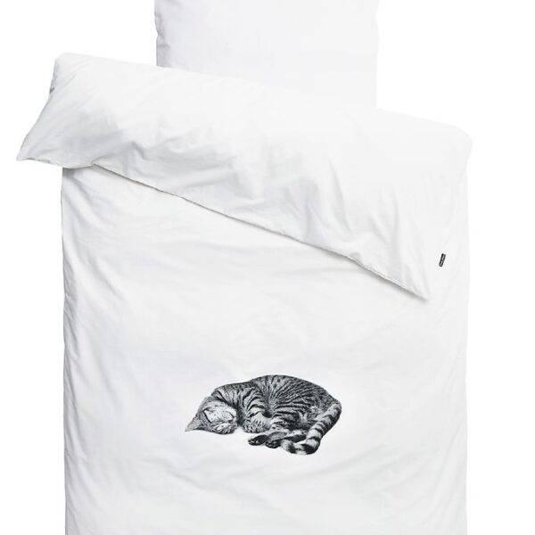 Snurk Sengetøj - Voksen - Hvid m. Kat