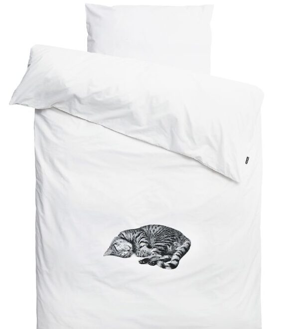 Snurk Sengetøj - Voksen - Hvid m. Kat