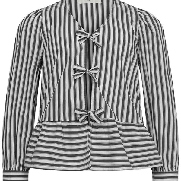Sofie Schnoor Girls Skjorte - Mørkegrå/Hvidstribet