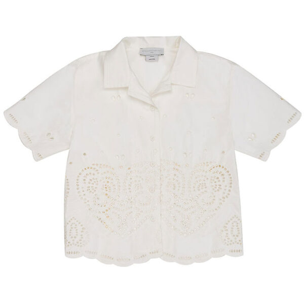 Stella McCartney Kids Skjorte - Ivory m. Hulmønster