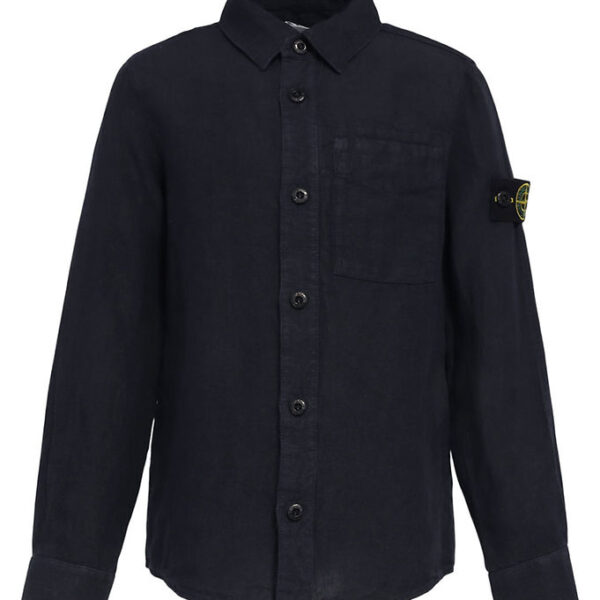 Stone Island Skjorte - Hør - Navy Blue