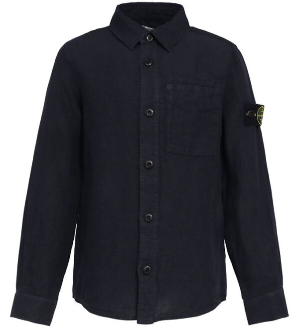 Stone Island Skjorte - Hør - Navy Blue