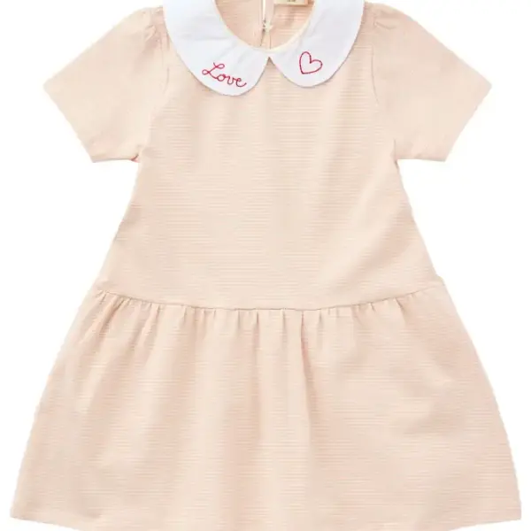Stribet kjole m. poplin krave - ROSE - 86