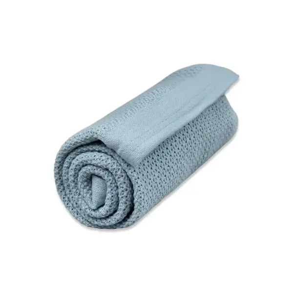 Striktæppe, bomuld - Blå