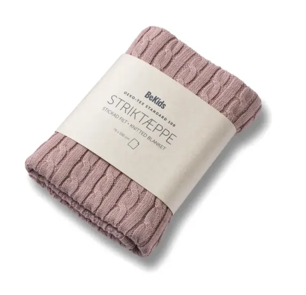 Striktæppe, bomuld, Cameo Pink