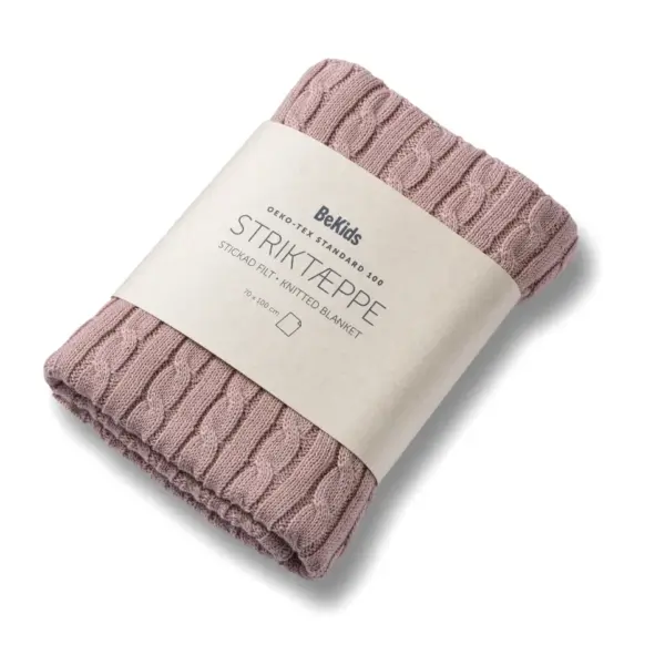 Striktæppe, bomuld, Cameo Pink