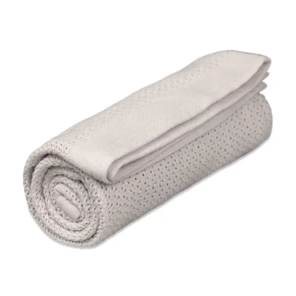 Striktæppe, bomuld, Dove Grey