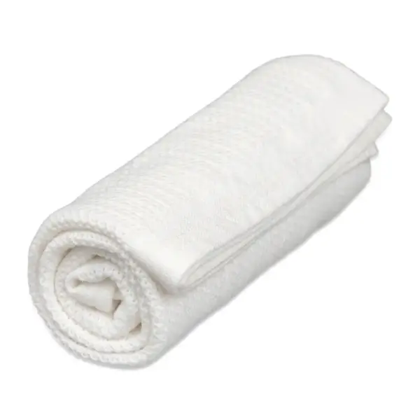 Striktæppe, bomuld, Hvid