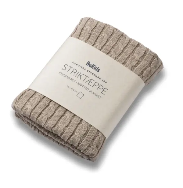 Striktæppe, bomuld Linen