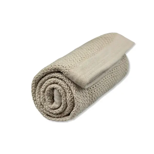 Striktæppe, bomuld - Pebble grey