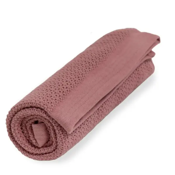 Striktæppe, bomuld - Rose