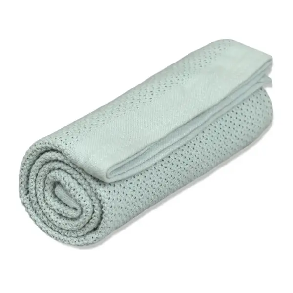 Striktæppe, bomuld, Sage green