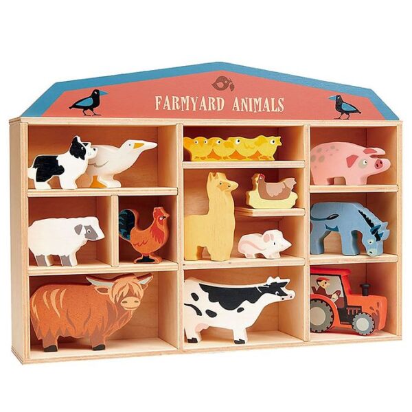 Tender Leaf Trælegetøj - 13 Bondegårdsdyr Af Træ