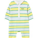 Tiny Cottons Heldragt - Polo - Retro Stripes - Ice Blue