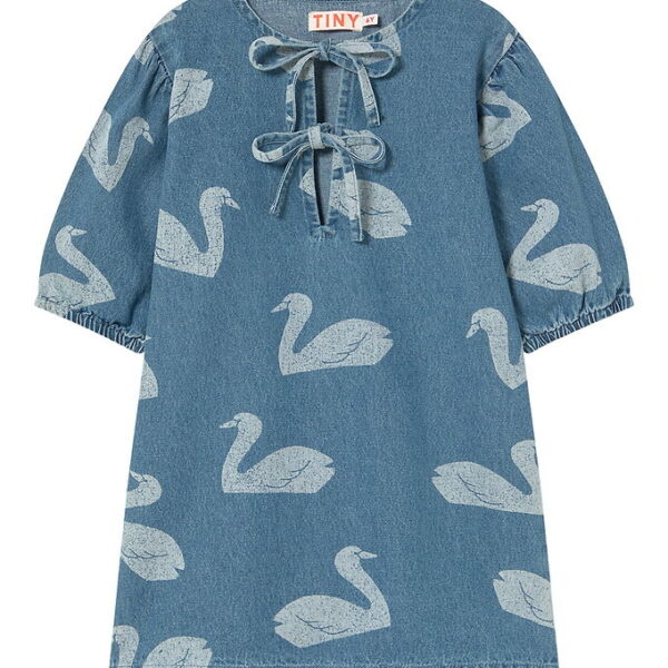 Tiny Cottons Kjole - Big Swans - Medium Wash Denim