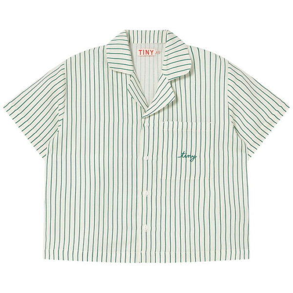 Tiny Cottons Skjorte - Hør - Dark Emerald m. Striber
