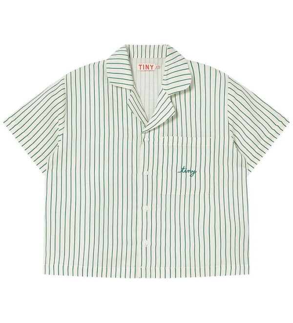 Tiny Cottons Skjorte - Hør - Dark Emerald m. Striber