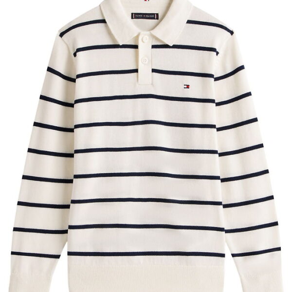 Tommy Hilfiger Polobluse - Strik - Ivory Silk Stripe
