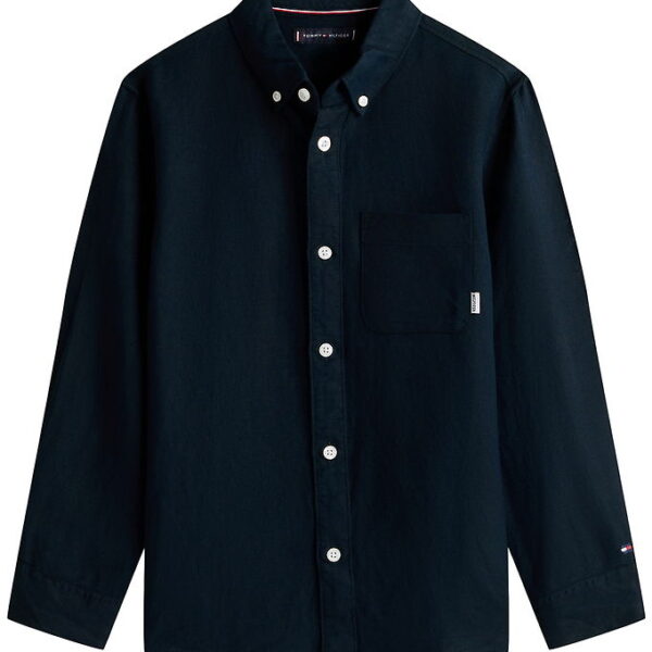 Tommy Hilfiger Skjorte - Hør - Relaxed - Dark Night Navyblue