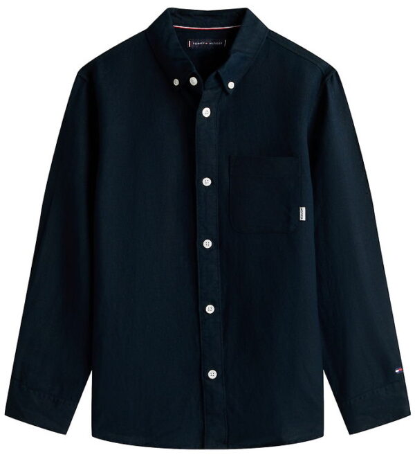 Tommy Hilfiger Skjorte - Hør - Relaxed - Dark Night Navyblue