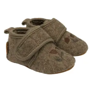 Uld Hjemmesko m. Boderi - Melange denver - 0-6 MDR.