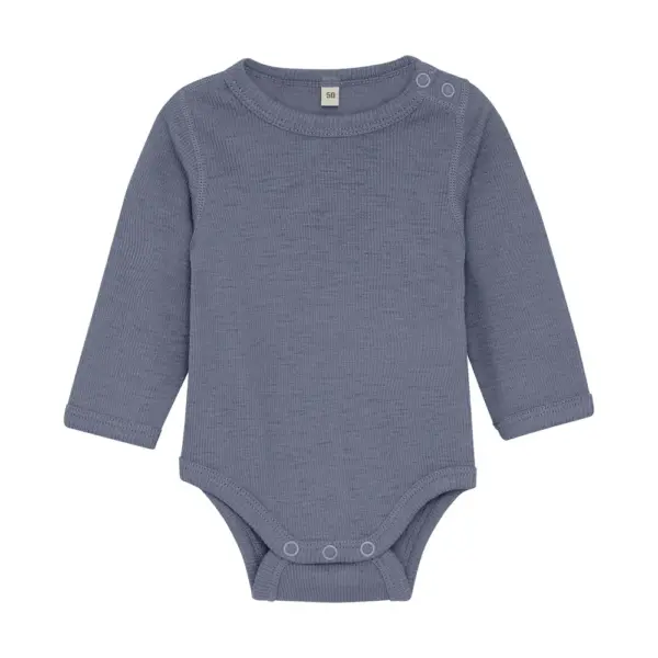 Uld body langærmet body - solid - Folkstone Gray Melange - 70