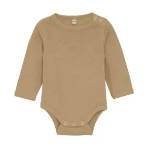 Uld body langærmet body - solid - Light Camel Melange - 70