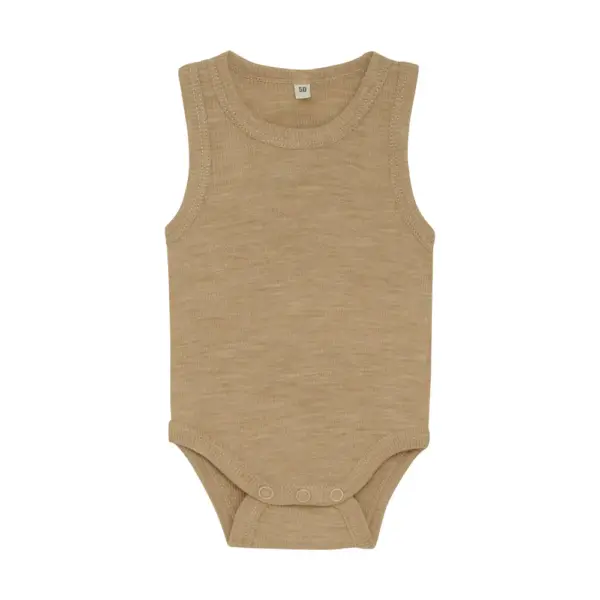 Uld body uden ærmer - Light Camel Melange - 90