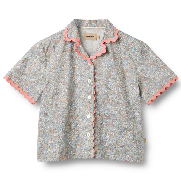 Vilma Lace T-Shirt - Air Blue Flowers - 128