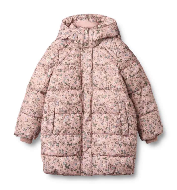 Yrsa Puffer Jakke - Rose powder flowers - 3 ÅR