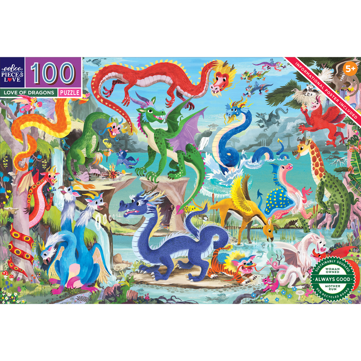eeBoo | Puslespil med 100 brikker - Dragernes verden