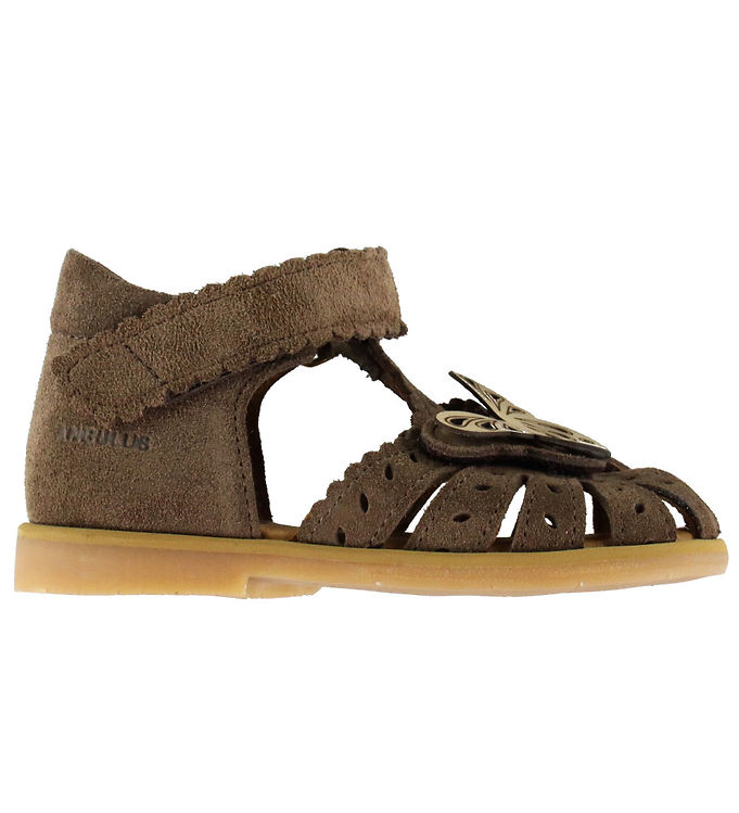 Angulus Sandaler - Sommerfugl - Dark Taupe/Gold Angulus Sandaler - Sommerfugl - Dark Taupe/Gold