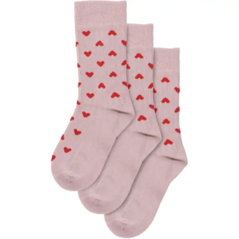 Bamboo hjerte strømper 3 pak - ROSE HEART - 23/26