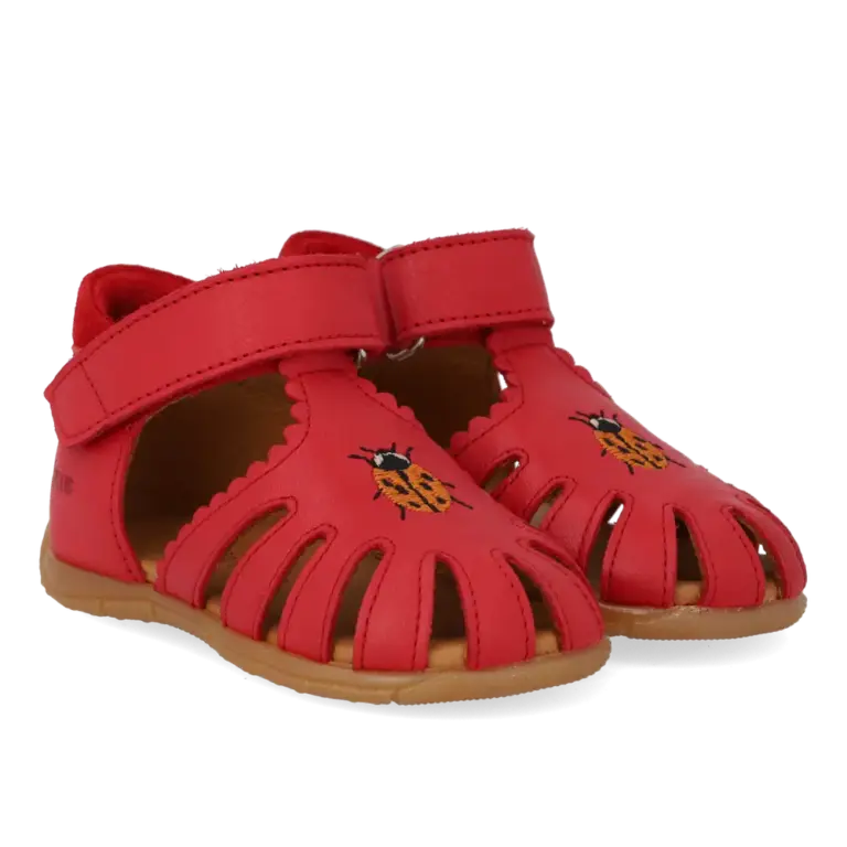 Begynder Sandal m. Broderi - Red/Red - 22