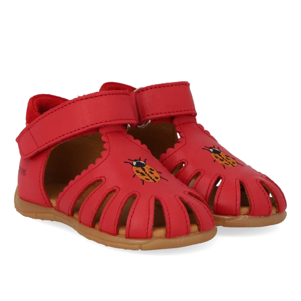 Begynder Sandal m. Broderi - Red/Red - 22