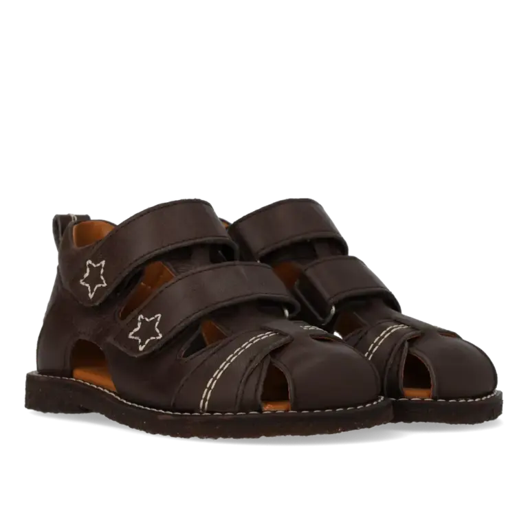 Begynder sandal med velcrolukning - Dark Brown - 20